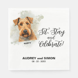 Sit, Stay & Celebrate Airedale Terrier Wedding スタンダードランチョンナプキン