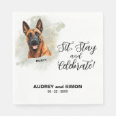 Sit, Stay & Celebrate Belgian Malinois Wedding スタンダードランチョンナプキン (正面)