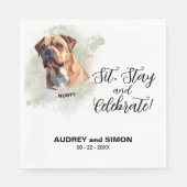 Sit, Stay & Celebrate Bulldog Wedding スタンダードランチョンナプキン (正面)