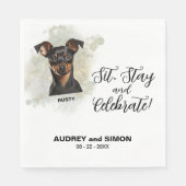 Sit, Stay & Celebrate Miniature Pinscher Wedding スタンダードランチョンナプキン (正面)