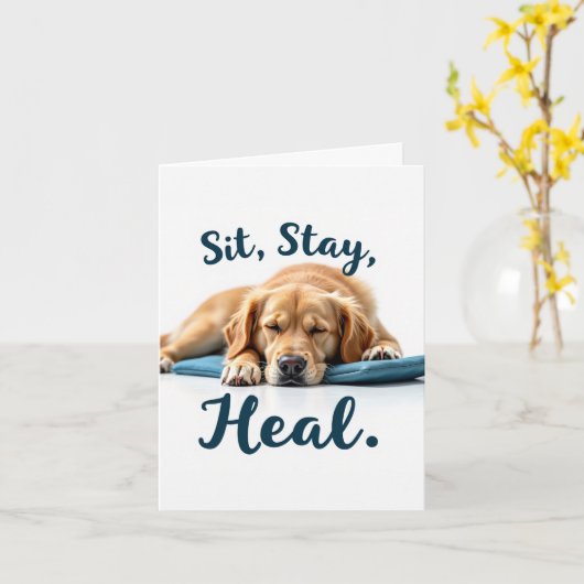 Sit Stay Heal Get おもしろい Well Card カード (黄色い花)