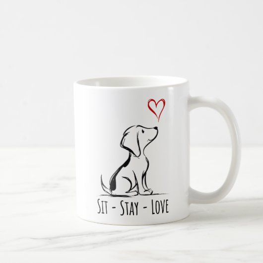 Sit-Stay-Love ビーグル コーヒーマグカップ (右)