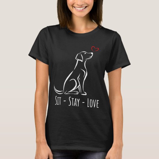 Sit-Stay-Love ラブラドール Tシャツ (正面)