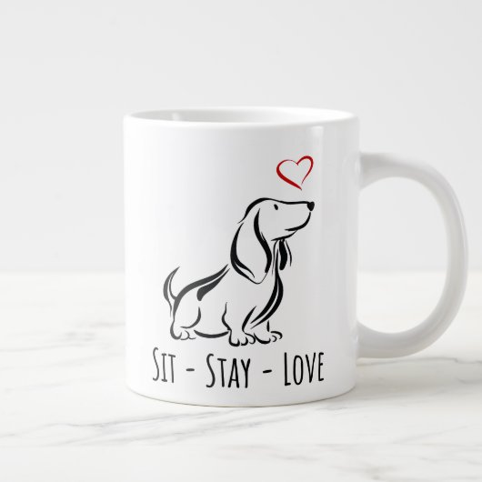 Sit-Stay-Love Basset Hound ジャンボコーヒーマグカップ (右)