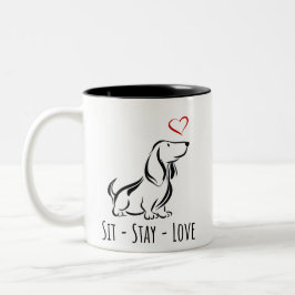 Sit-Stay-Love Basset Hound ツートーンマグカップ