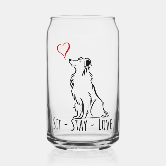 Sit-Stay-Love Border Collie ガラス缶 (正面)