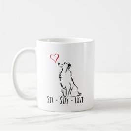 Sit-Stay-Love Border Collie コーヒーマグカップ