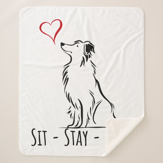 Sit-Stay-Love Border Collie シェルパブランケット (正面)