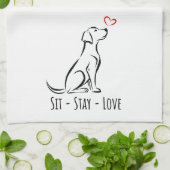 Sit-Stay-Love Labrador キッチンタオル (折り畳み)