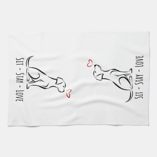 Sit-Stay-Love Labrador キッチンタオル (横)