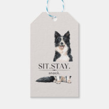 Sit. Stay. Snack. | グレーとベージュのトリートバッグのシール