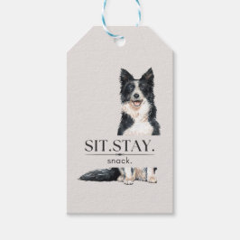 Sit. Stay. Snack. | グレーとベージュのトリートバッグのシール ギフトタグ