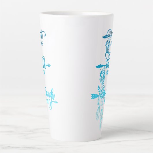 Sit, Talk, Laugh, Blue Ombre Boho Latte Mug カフェラテマグ (正面)