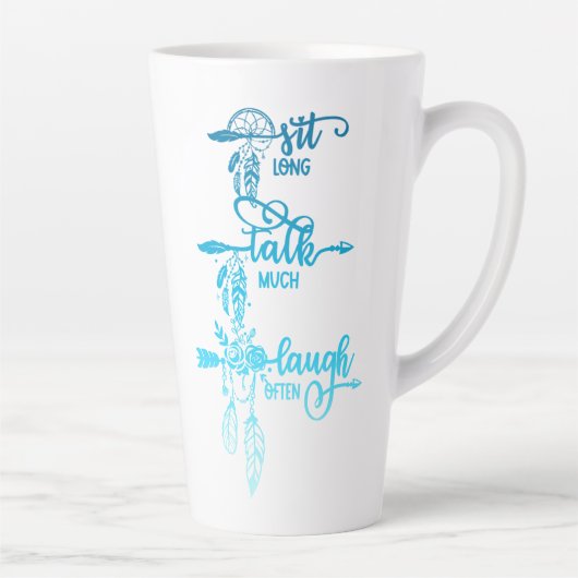Sit, Talk, Laugh, Blue Ombre Boho Latte Mug カフェラテマグ (右)