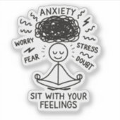 Sit With Anxiety Mental Health Reminder Stickman シール (正面)
