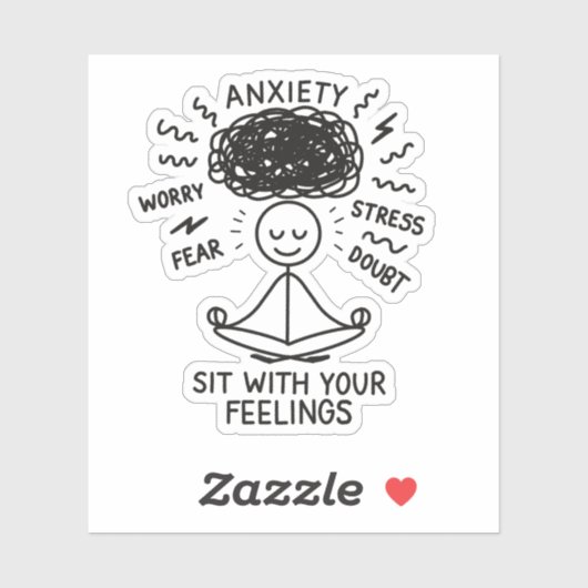 Sit With Anxiety Mental Health Reminder Stickman シール (シート)