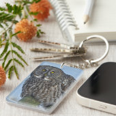 Siting 素晴らし Gray Owl WildlifeフォトポートレートI キーホルダー (正面右)