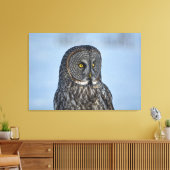 Siting 素晴らし Gray Owl WildlifeフォトポートレートII キャンバスプリント (インサイチュ (リビング))