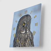 Siting 素晴らし Gray Owl WildlifeフォトポートレートII スクエア壁時計 (傾斜)