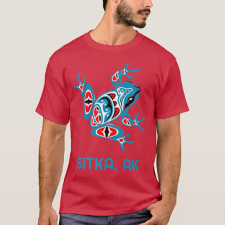 Sitka Alaska Blue Red Frog PNW Indian Art Native A Tシャツ