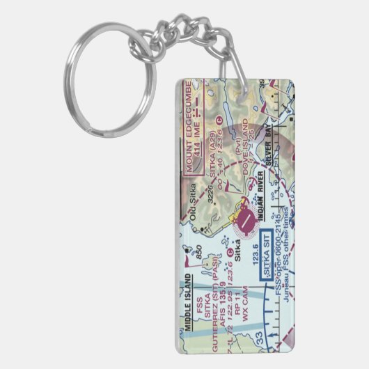 Sitka Gutierrez空港図/図表 キーホルダー (正面左)