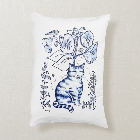 Sitting Blue Cat アクセントクッション (裏面(縦))