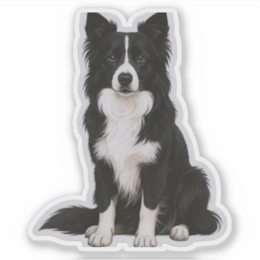 Sitting Border Collie シール (正面)