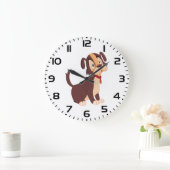 Sitting Brown Puppy Sweet Happy Dog ラージ壁時計 (ホーム)