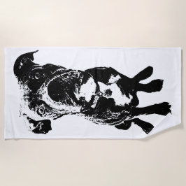 Sitting Dog Beach Towel – Minimalist Illustration ビーチタオル