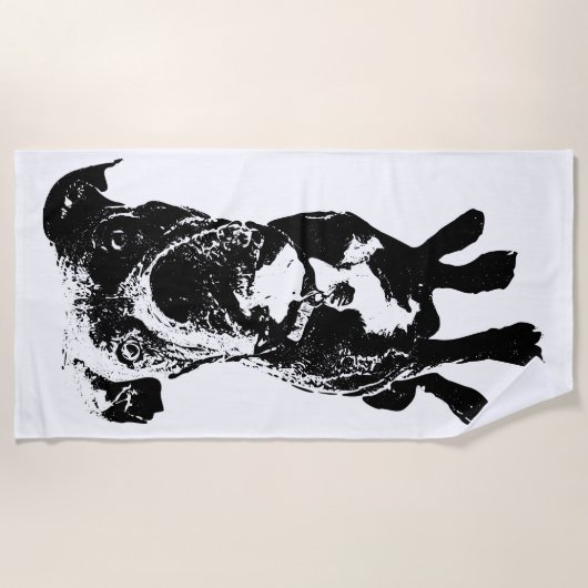 Sitting Dog Beach Towel – Minimalist Illustration ビーチタオル (正面)