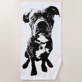 Sitting Dog Beach Towel – Minimalist Illustration ビーチタオル (正面)