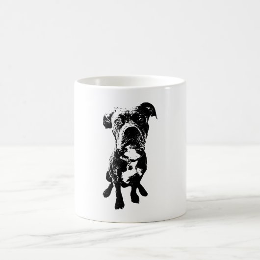 Sitting Dog Mug – Minimalist Black Ink Portrait コーヒーマグカップ (中央)