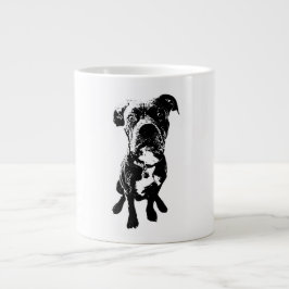 Sitting Dog Mug – Minimalist Black Ink Portrait ジャンボコーヒーマグカップ