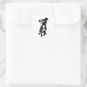 Sitting Dog Sticker – Minimalist Black Ink Pose スクエアシール (バッグ)