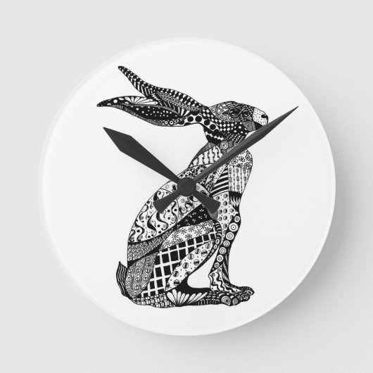 Sitting Hare ラウンド壁時計 (正面)