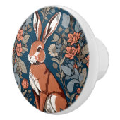 Sitting Hare William Morris Inspired Floral セラミックノブ (右)