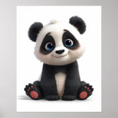 Sitting Panda Bear Cartoon Illustration Art ポスター (正面)