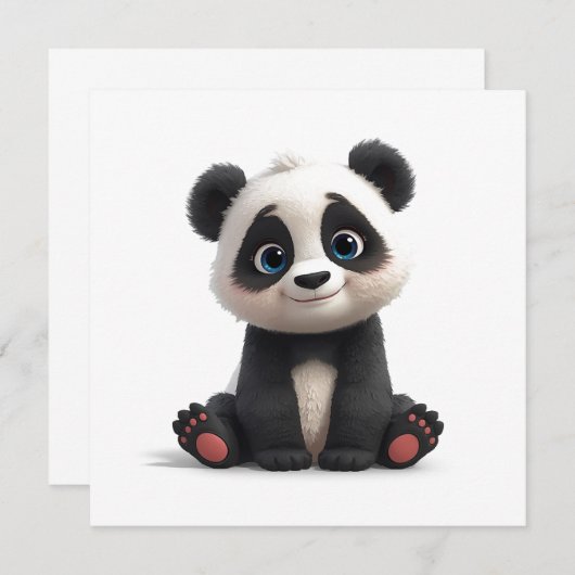 Sitting Panda Bear Cartoon Illustration Art Card (正面/裏面)