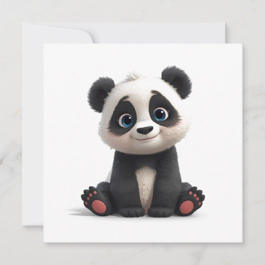 Sitting Panda Bear Cartoon Illustration Art Card (正面)
