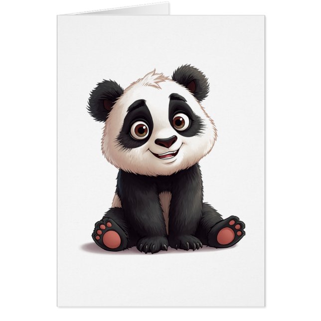 Sitting Panda Bear Cartoon Illustration Art Card (正面)