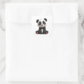 Sitting Panda Bear Cartoon Illustration Art Card スクエアシール (バッグ)