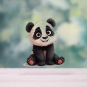 Sitting Panda Bear Cartoon Illustration Artwork アクリルサイン (ニュートラル)