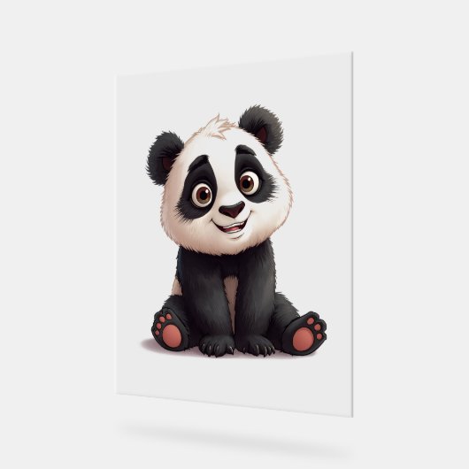 Sitting Panda Bear Cartoon Illustration Artwork アクリルサイン (傾斜)