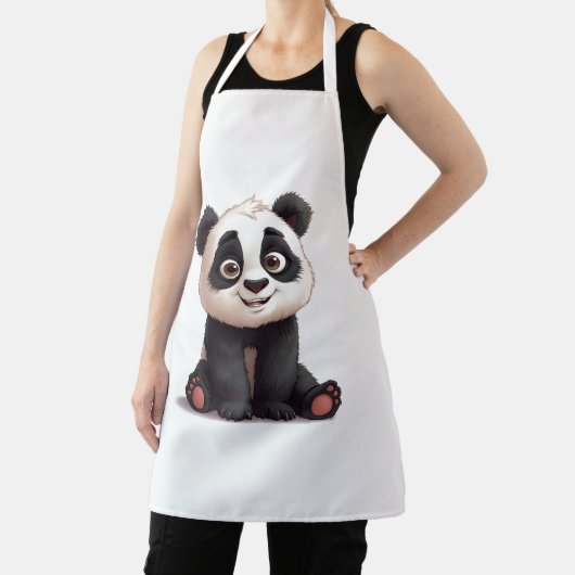 Sitting Panda Bear Cartoon Illustration Artwork エプロン (インサイチュ)