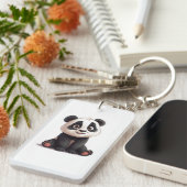 Sitting Panda Bear Cartoon Illustration Artwork キーホルダー (正面右)