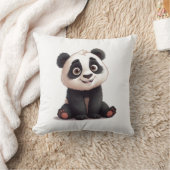 Sitting Panda Bear Cartoon Illustration Artwork クッション (ブランケット)