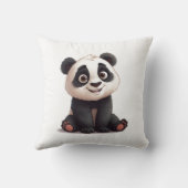 Sitting Panda Bear Cartoon Illustration Artwork クッション (裏面)