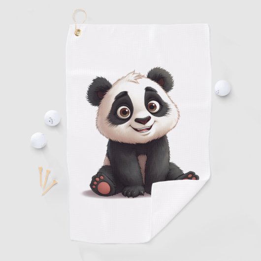 Sitting Panda Bear Cartoon Illustration Artwork ゴルフタオル (インサイチュ)