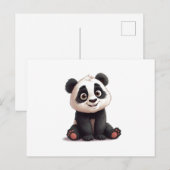 Sitting Panda Bear Cartoon Illustration Artwork シーズンポストカード (正面/裏面)