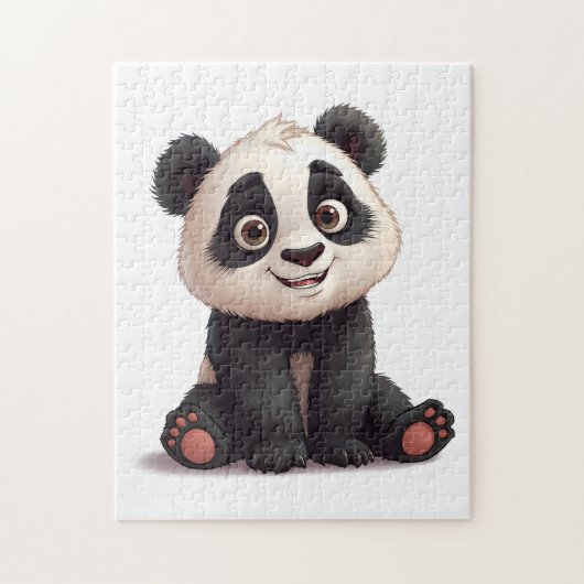 Sitting Panda Bear Cartoon Illustration Artwork ジグソーパズル (縦)